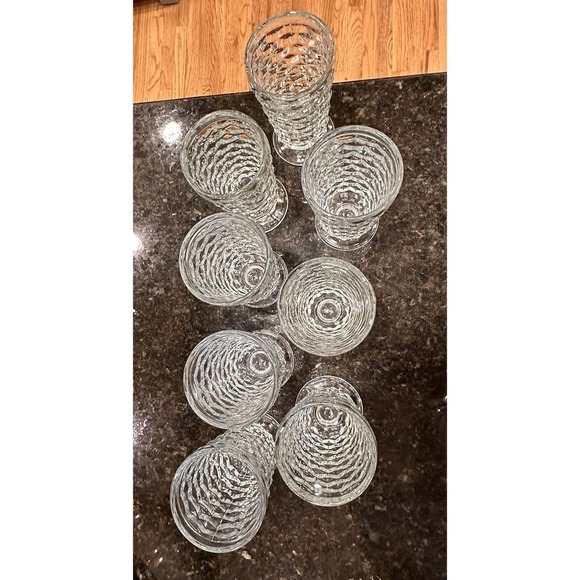 COPY - SET (8) Indiana Whitehall Colony Clear Footed 6” Glass Iced Tea Tumblers - Picture 3 of 3